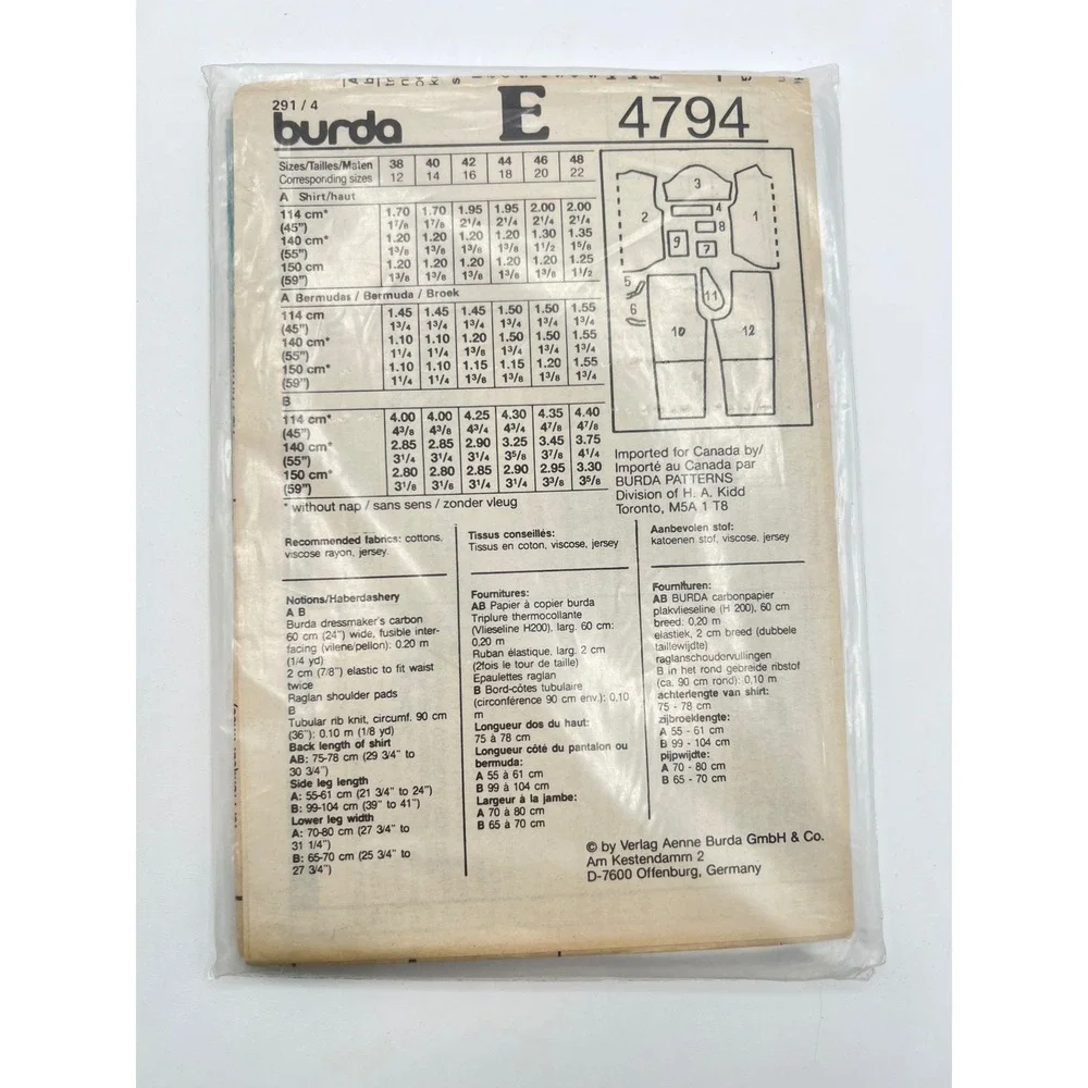 Vintage Burda 4794, Burda Super Easy‎ Pattern UC/FF